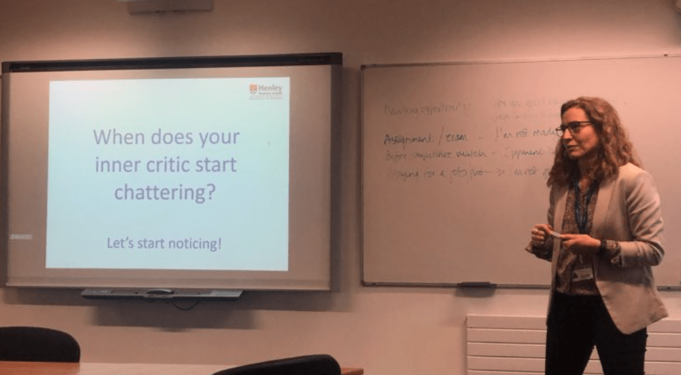 Female speaking on when your inner critic starts chattering